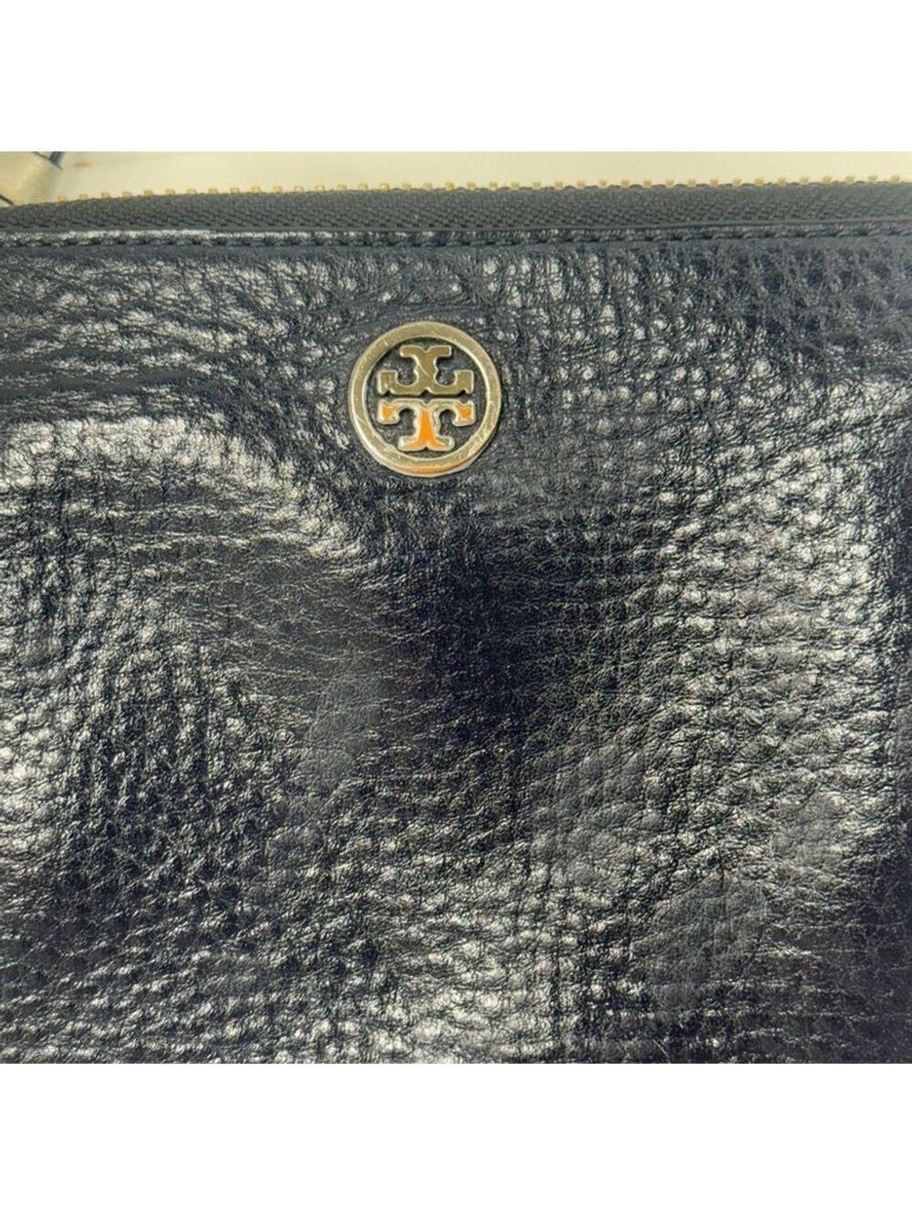 Tory Burch Blue Pebbled Leather ROBINSON LARGE WRISTLET - Picture 4 of 16